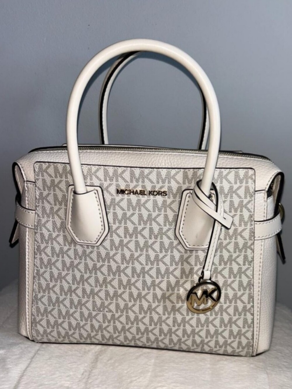 Michael Kors Cream White MK Logo Satchel
